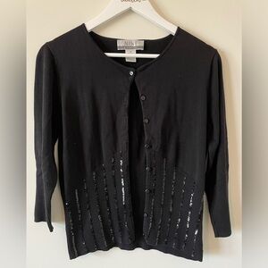 Nine & Company VINTAGE Silk Sequins Cardigan Black Medium